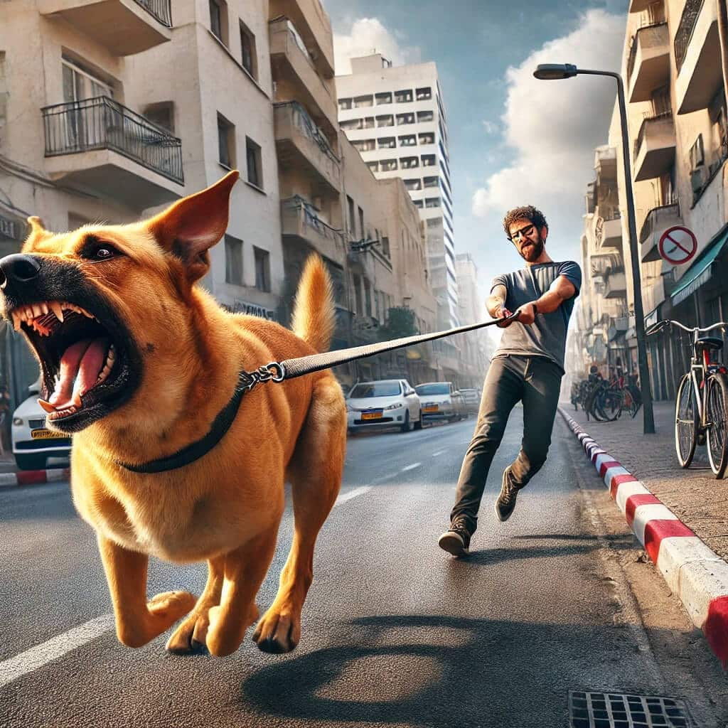 כלב מושך ברצועה